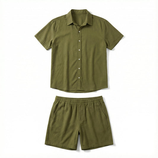 Herren-Set Capri aus Premium-Viscolino - Hemd und Shorts
